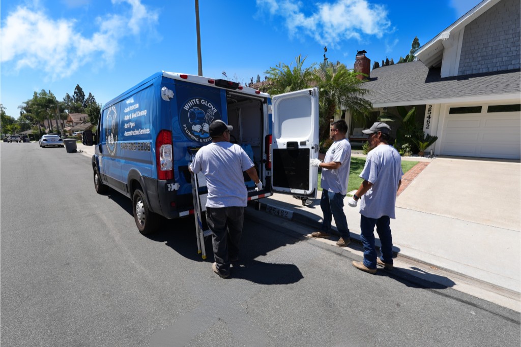 White Glove Plumbing service van and team - professional plumbing in Orange County, CA